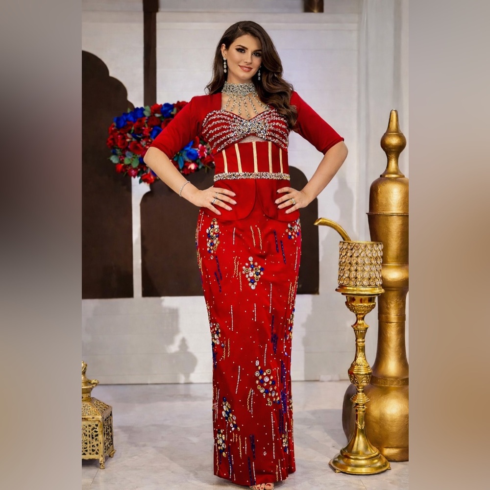 Red corset dress